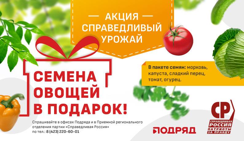 В офисах "Подряда" дачникам бесплатно раздают семена