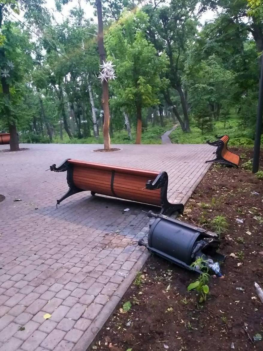 Неизвестные устроили разгром в Покровском парке Владивостока