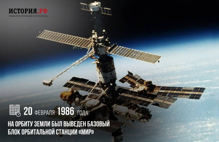 20 февраля 1986 года на орбиту Земли был выведен базовый блок орбитальной станции «Мир»