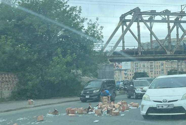 «Ценный» груз потерял водитель на дороге Владивостока «Ценный» груз потерял водитель на дороге Владивостока