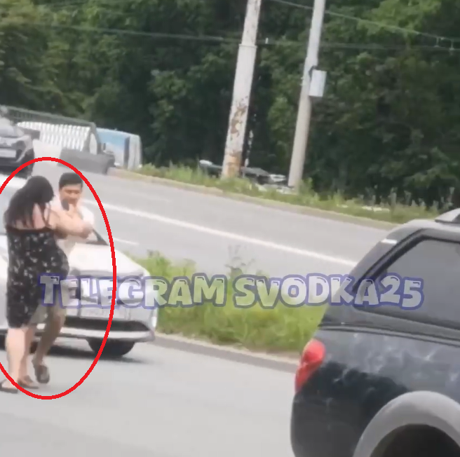 "Не женщина, а БТР": "горячая" дама отпинала мужчину на дороге во Владивостоке