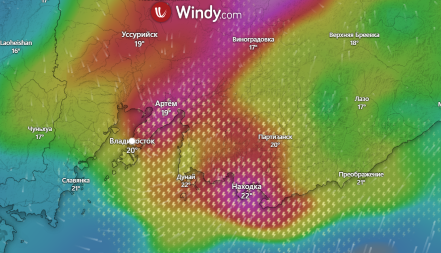 Владивосток, Артем, Находка, Партизанск попадут в "красную зону" осадков