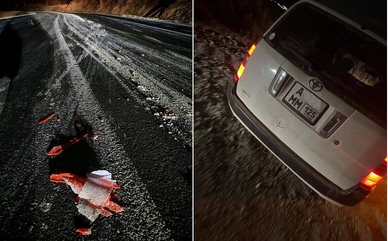 Вандал испортил новую разметку на дороге острова Русский Вандал испортил новую разметку на дороге острова Русский