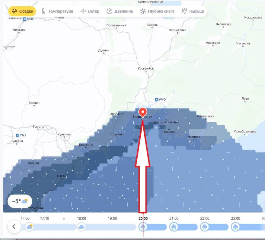 Названо точное время начала снегопада во Владивостоке, снег будет идти 17 часов