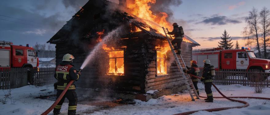 В селе под Уссурийском при пожаре пострадали два человека