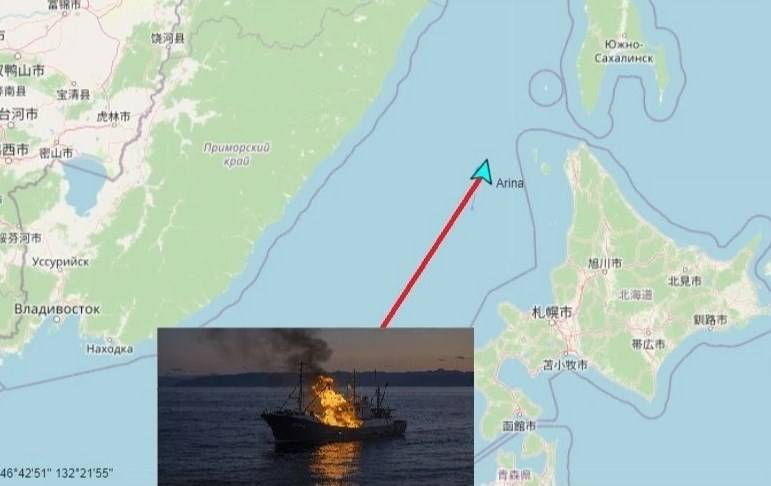 Судно из Владивостока загорелось у берегов Японии