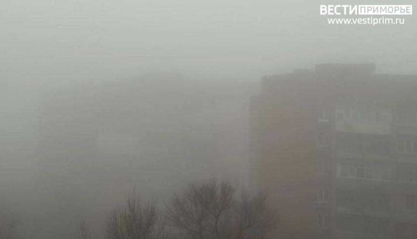 Районы Владивостока скрылись за туманом