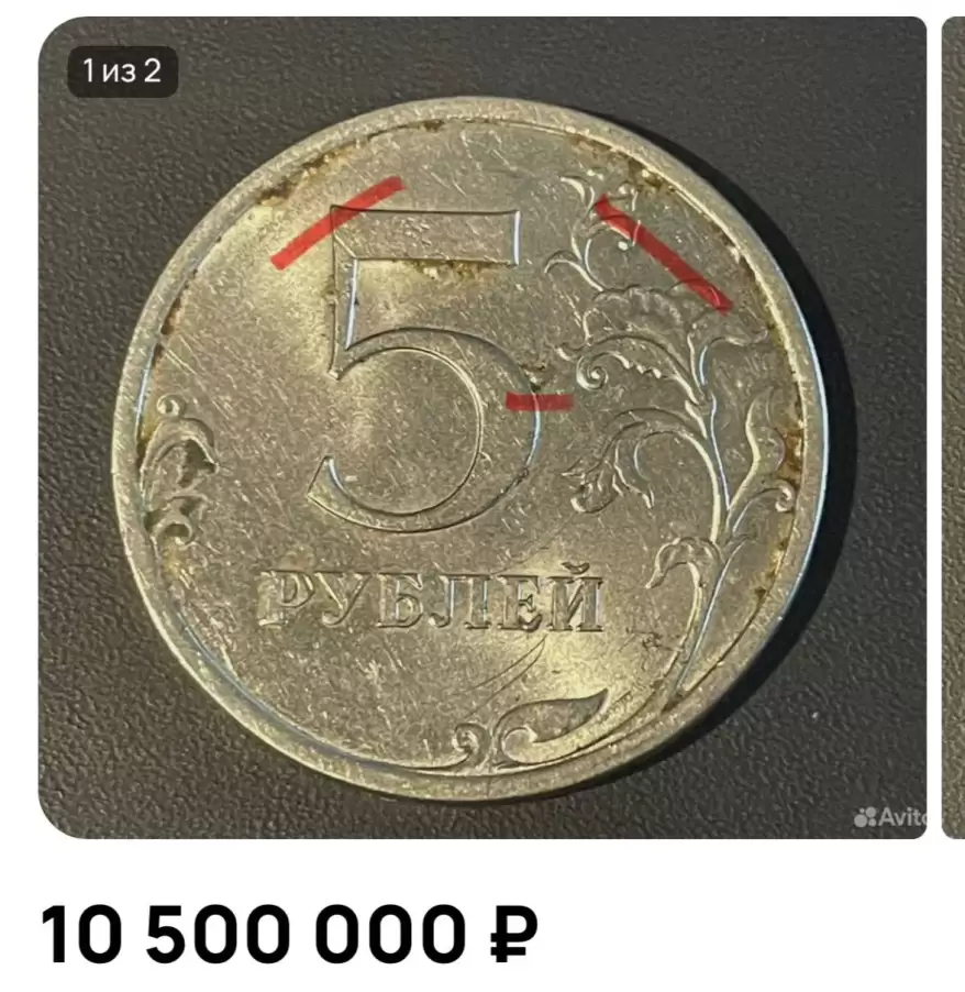Житель Владивостока продаёт 5-рублёвую монету за 10,5 миллиона рублей