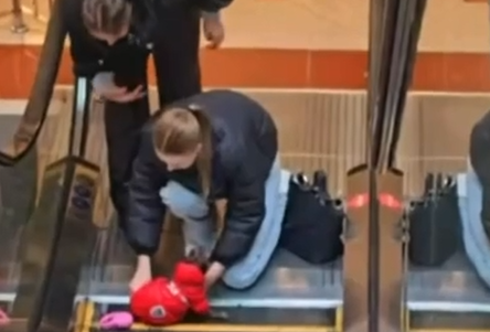 В Уссурийске щенку зажало лапу эскалатором