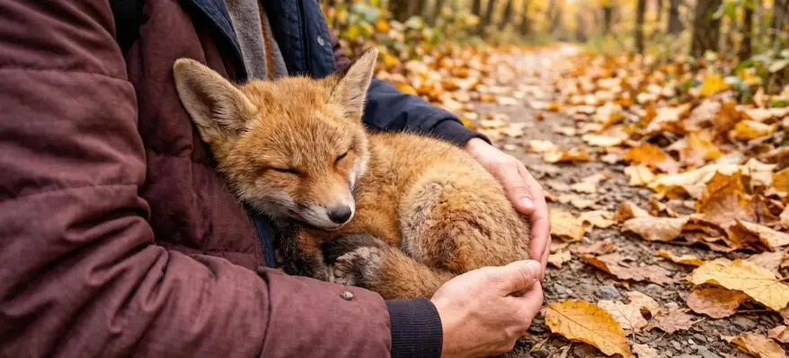 В Приморье местные жители спасли маленького лисёнка