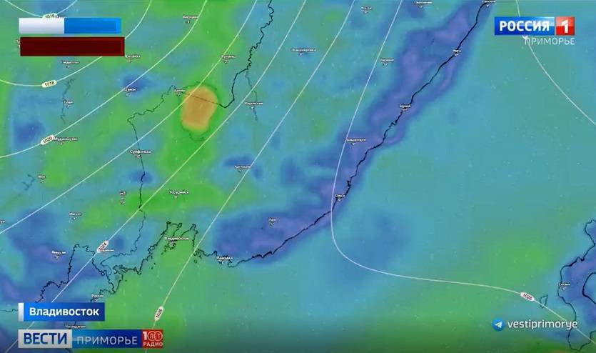 Ложбина циклона приближается к Приморью со стороны Китая