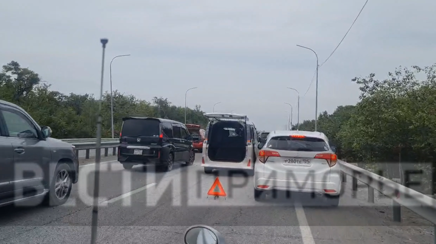 Авария заблокировала движение на низководном мосту Владивостока